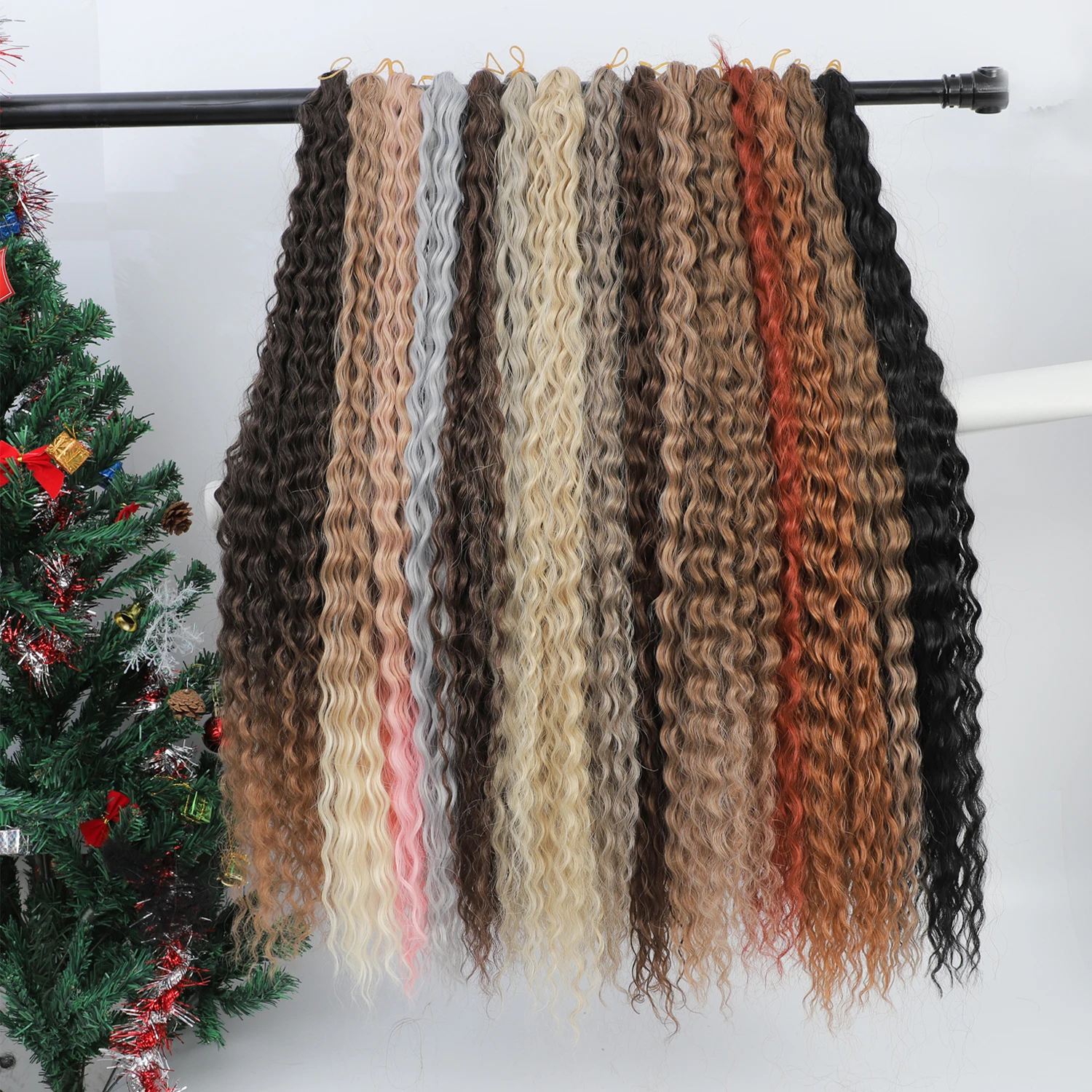 YunRong Crochet Hair Afro Curls Deep Wave Extension 30 Inches Synthetic African Braids For Women Orange |