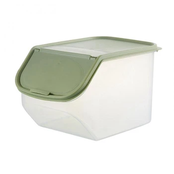 

Dried Food Storage Sealed Box With Measuring Cup Plastic Kitchen Cereal Flour Rice Bean Grain Container Organizer-Green