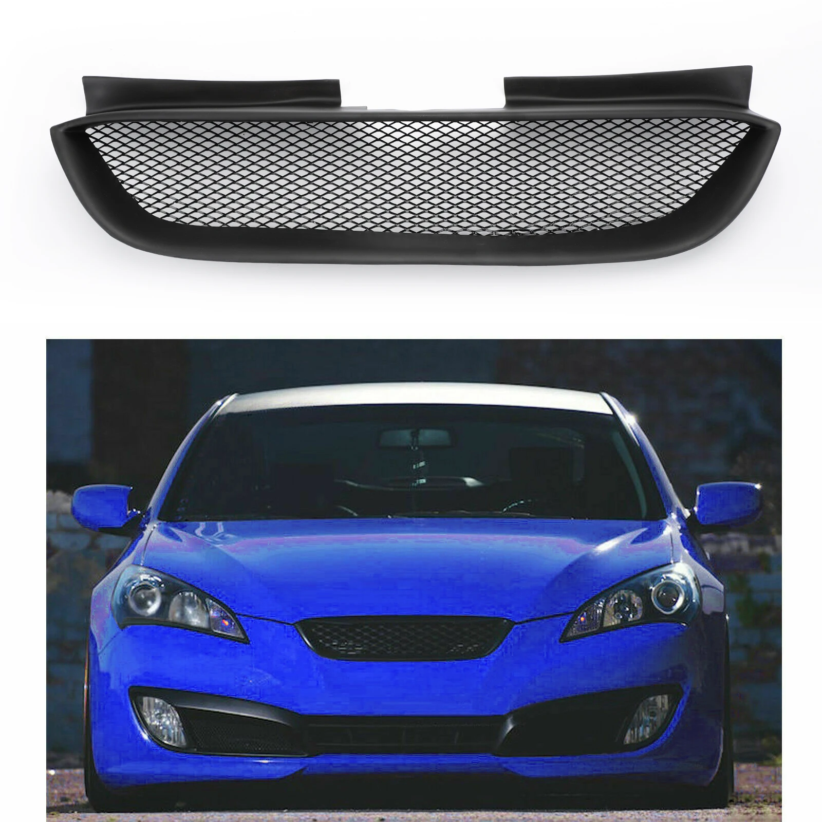 Areyourshop New Front Hood Mesh Grille Bumper Grill for Hyundai 2008-2012 Genesis Coupe Front Upper Grille Car Accessories Parts