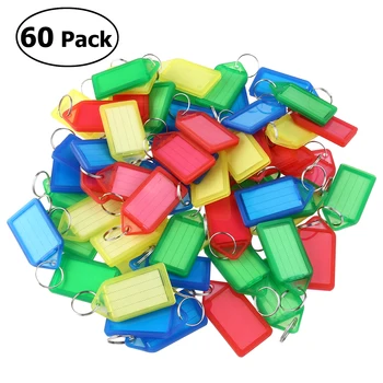 

WINOMO 60pcs Multi-color Plastic Key Fobs Luggage ID Tags Labels with Key Rings (Random Color)