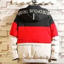 Зимний мужской стиль ins пуховик с капюшоном модные повседневные цвета и разные пальто утепленная красная верхняя одежда