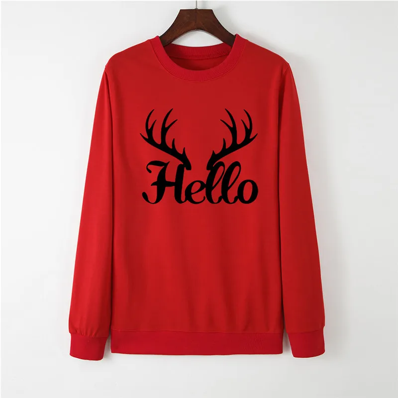 

New Antlers Print Women Hoodie Long Sleeve Pullover Women's Sweatshirt Autumn Women Hoodies O-NECK Clothes Casual Tops