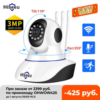 Hiseeu 1536P 1080P IP Camera WIFI Wireless Smart Home Security Camera Surveillance 2-Way Audio CCTV Pet Camera 720P Baby Monitor 1