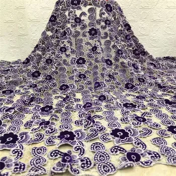 

African Lace Fabric 2020 High Quality Velvet French Net Embroidered Nigerian Lace flannel lace for dress purple