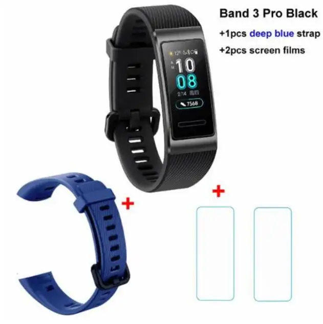 Huawei Band 3 Pro Band 3 0,95 дюймов Поддержка gps NFC трекер плавание Водонепроницаемый Bluetooth фитнес-трекер сенсорный экран - Цвет: 3P Blk n dark blue