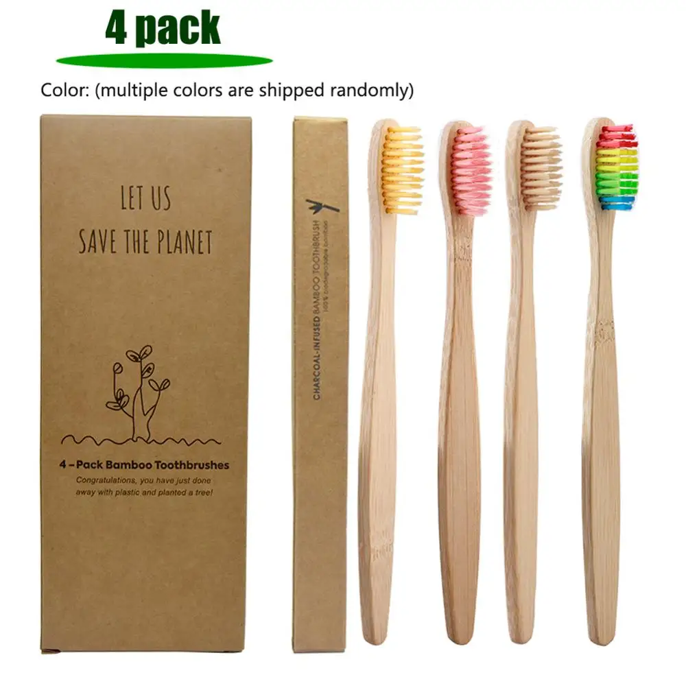 

4pcs Wholesale Bamboo Toothbrush Eco Friendly Soft Bristle Healthy Dental Oral Care Hygiene Toothbrush