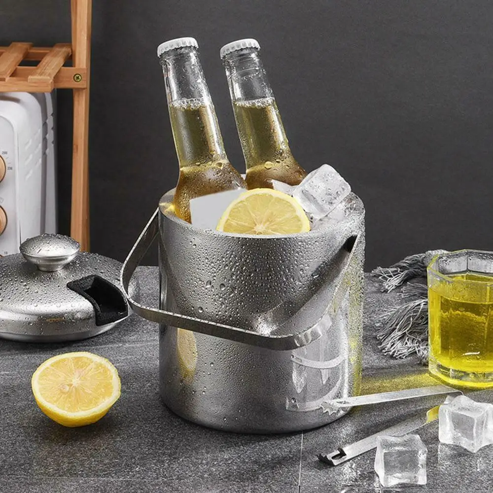 4 In 1 Double-wall Stainless Steel Insulated Chilling Ice Bucket With Lid Tong Handle Carnival Party Summer Supplies | Дом и сад