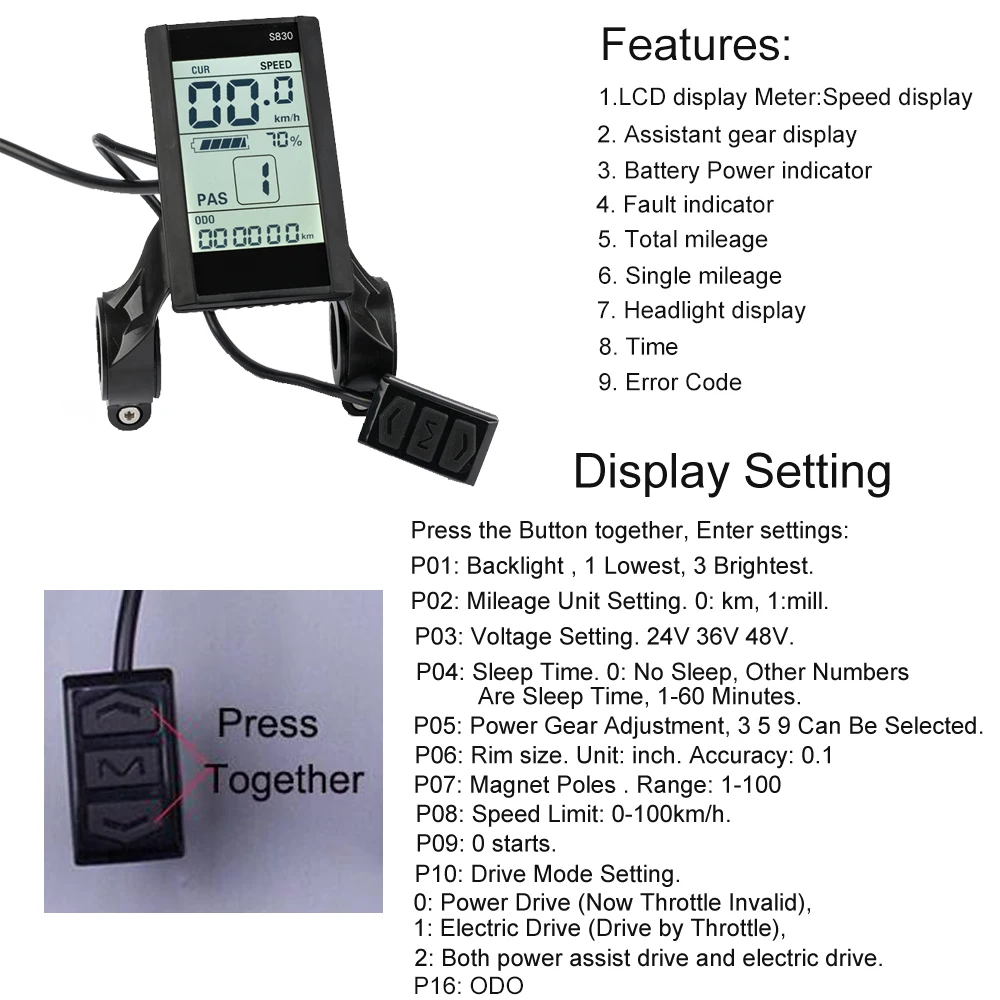  Electric Bike Controller 48V 36V 500W e bike LCD/LED Display Speed Controller For Electric Scooter  - 4000159010304
