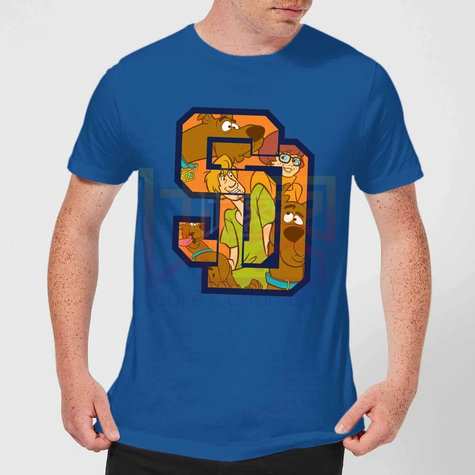 Scooby Doo Collegiate Мужская футболка-Королевский Синий Потрясающий короткий рукав