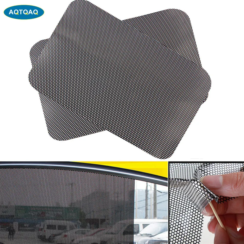 

AQTQAQ 1Pair Sunscreen Car Static Sticker Mesh Sunshade PP UV Resistance Harmless Waterproof for Automobile Windows Accessories