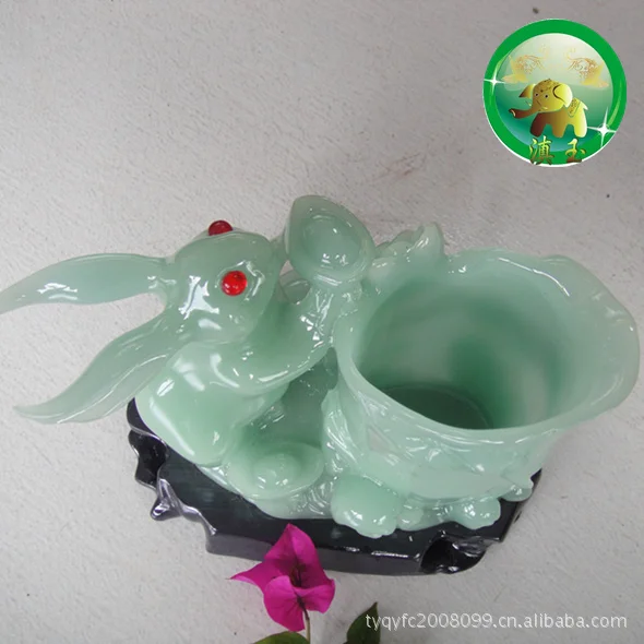 

Vault Joan Jade fei cui fang | Faux Xiuyan Jade Crafts Jade Rabbit Chinese Zodiac Vase Vase Decoration | Home Accessories