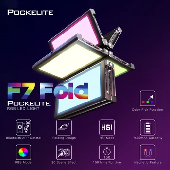 

Falcon Eyes F7 Fold LED Light 24W Pocket RGB APP Control HIS Mode photographic Led Lighting for Camera Video VS Aputure Godox