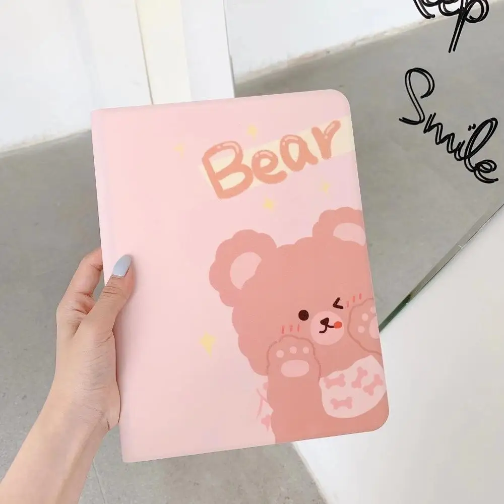 

New Cute cartoon bear Cases For iPad Mini 4 5 Pro 9.7 10.5 2017 2018 2019 for ipad pro 2020 Soft Leather Filp Tablet PC Cover