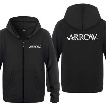 

Green Arrow Printed Hoodies Men Fashion Men's Long Sleeve Fleece Zipper Jackets Cardigans Hooded Sweatshirts Coat
