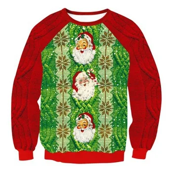 

Christmas print women's casual red sleeve hair sweater autumn fashion high collar sweater loose pullover jumper female