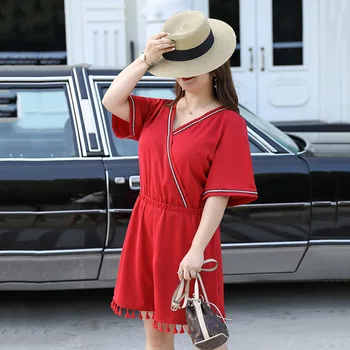 

Plus Size Women playsuit Summer 2020 Bohemia playsuit Ladies High Waist Straps Mini playsuit Vestidos Backless playsuit