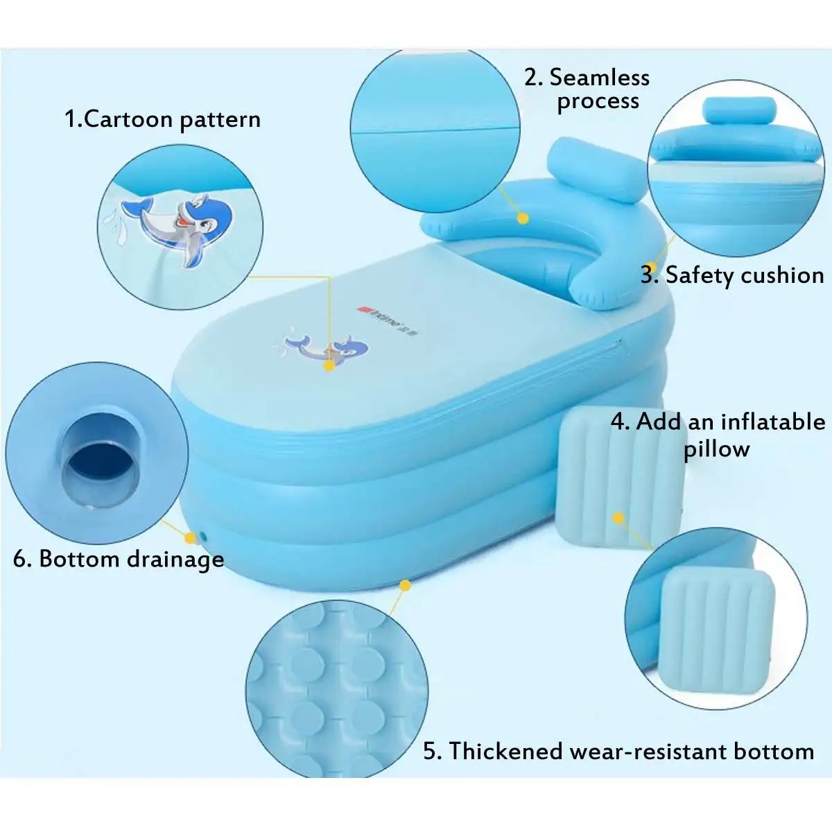 Складная надувная ванна для взрослых Экологическая ПВХ Складная портативная ванна с воздушным насосом спа Бытовая надувная Ванна