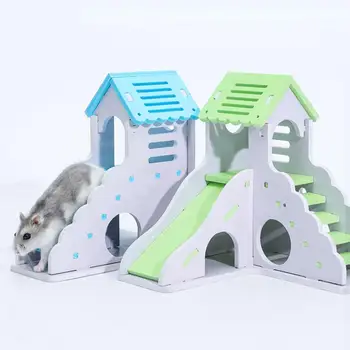 

Wooden Hamster Staircase Sleeping House Golden Bear Nest Bed for Small Pets Chinchillas Guinea-pig Small Pets Cage Toys