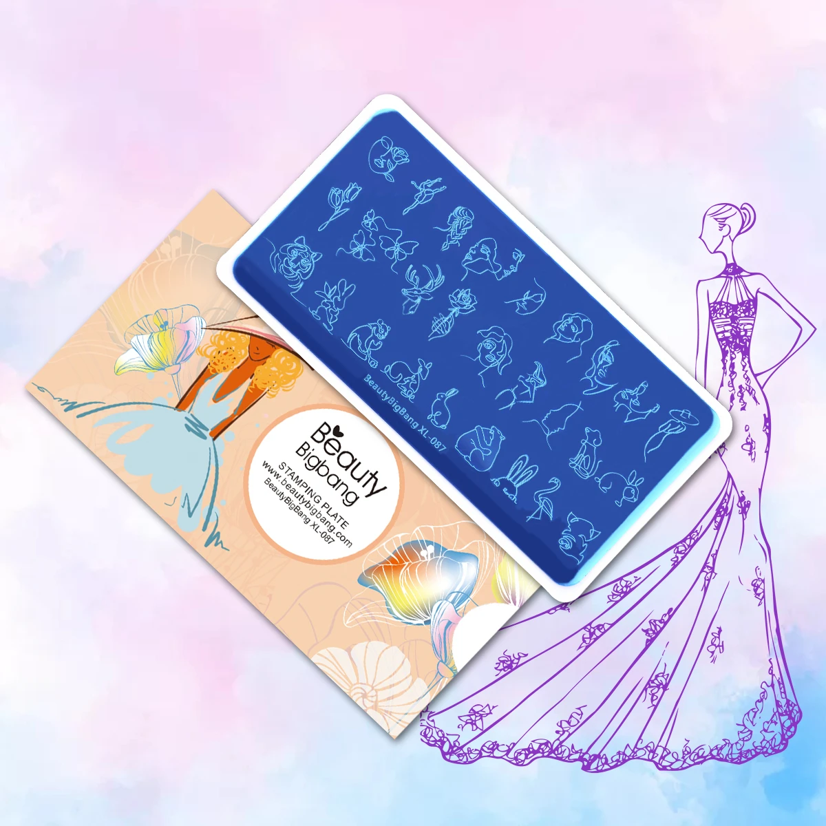 Beautybigbang аксессуары для ногтей штампованные пластины Полосатый тигр кролик лицо изображение прямоугольные ногти шаблонные листы с напечатанными изображениями 087