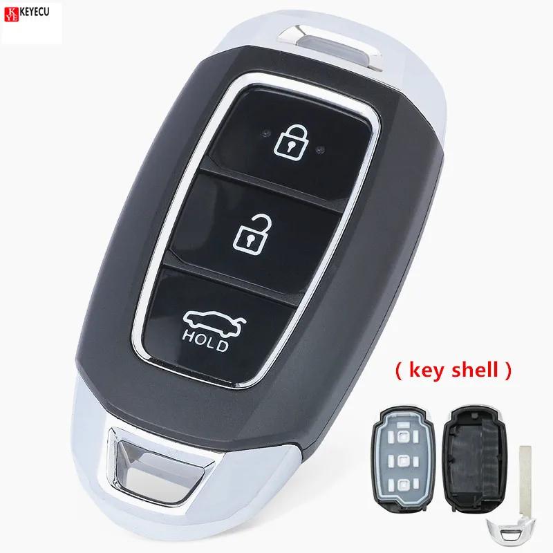 Keyecu смарт-пульт дистанционного ключа оболочки чехол Fob 3 кнопки для hyundai Tucson I30 Creta Solaris