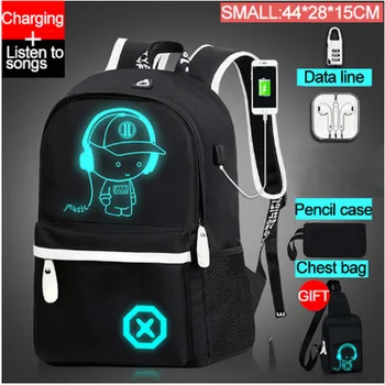 

Fashion Backpacks Luminous Animation School Bags For Boy Girl Teenager USB Charge Men Back Pack Anti-theft Laptop Backpack Male