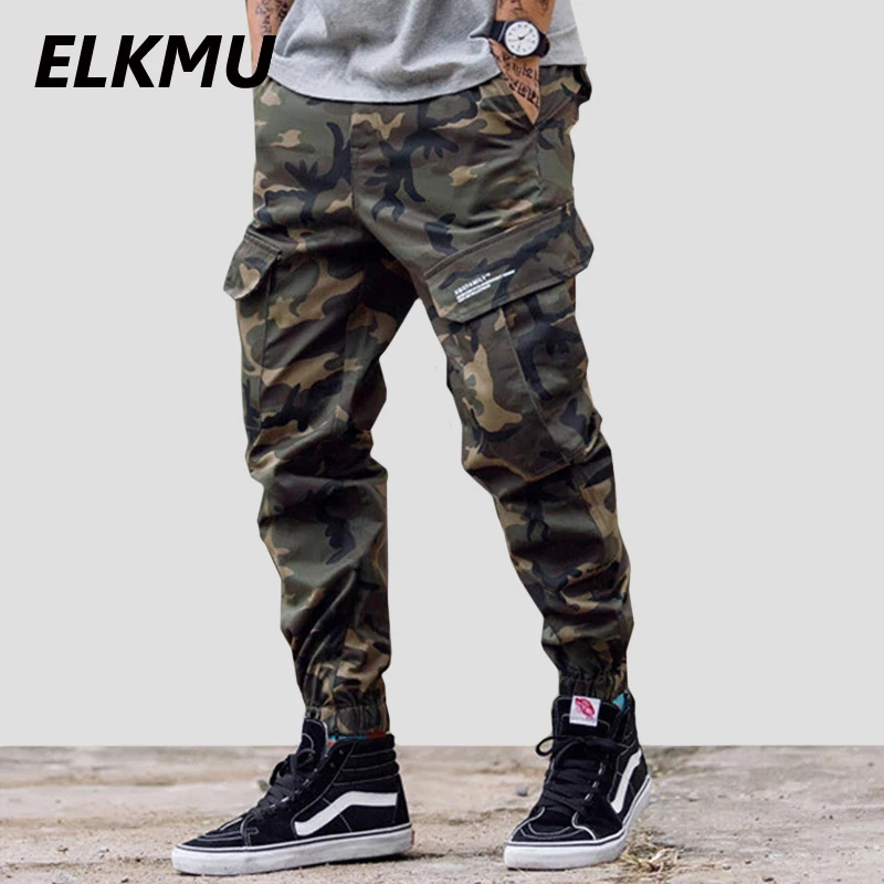 Брюки-карго ELKMU мужские камуфляжные модные Джоггеры в стиле милитари