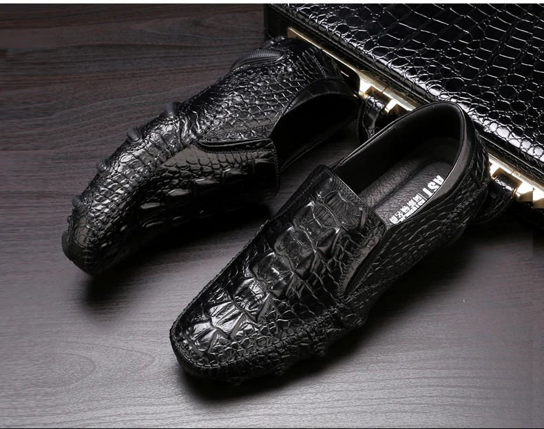 New Men's Octopus Leather Driving Shoes Crocodile Slip On Loafers For Men Casual Shoes Moccasins Business Boat Shoes Big Size 11 (22)