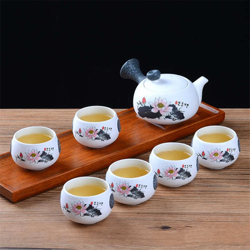 Details about / Teapot 6 cups Set snowflake overglaze chinese ceramics Kung fu tea pot teacup