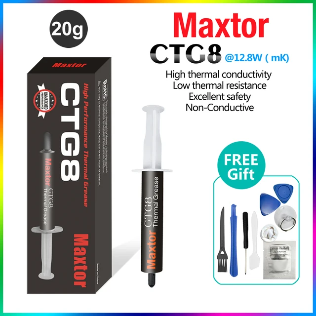 Maxtor CTG8 High Performance Thermal Paste 12.8W/m-k Laptop PC Motherboard Desktop CPU GPU Cooler Pad Phone Heat Sink  Grease CTG8E(20g)and(Gift)