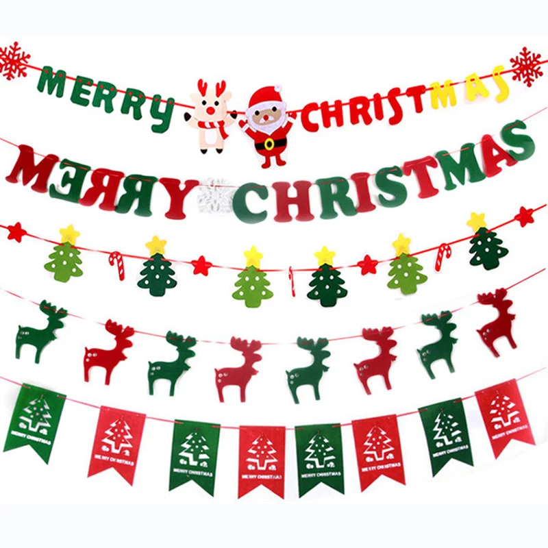 

3 Meters Colorful Merry Christmas Banner Letter Pattern Bunting Banners Flags XMAS Tree Door and Wall Hanging Decoration