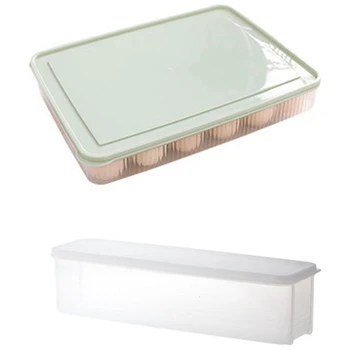 

1pcs Household Noodle Translucent Storage Box & 1pcs Kitchen Egg Storage Box 24 Grid Eggs Holder Stackable
