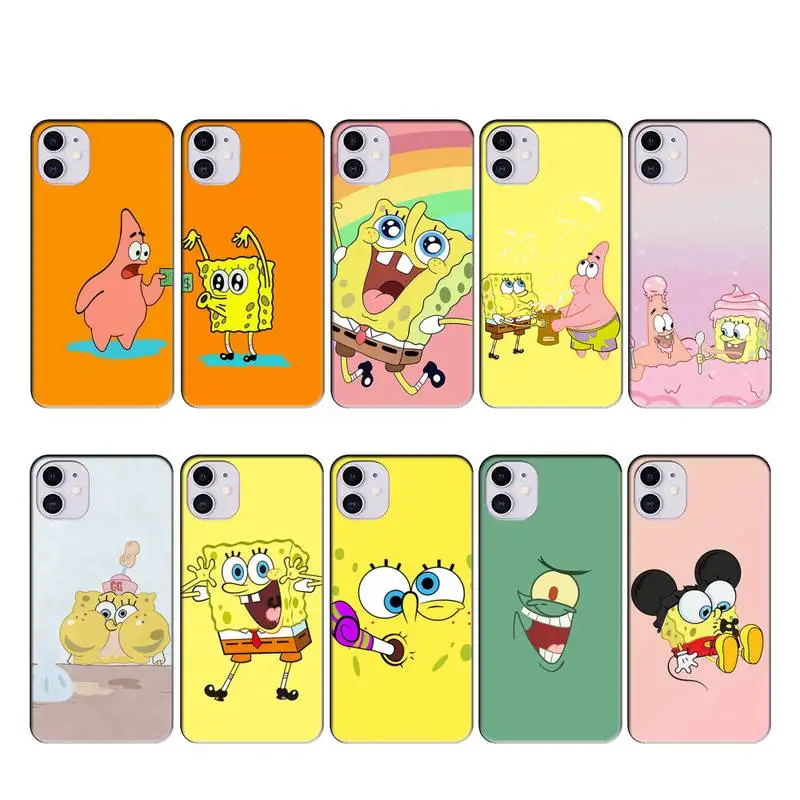 

SpongeBob Couple Fundas Coque Carcasa For IPhone 11 Pro Max Case XR XS 12 7 8 Plus SE 2020 Cover Accessories Cascos
