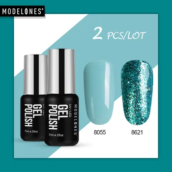 

Modelones Platinum Glitter UV Gel Nail Polish Set Color Series Led Nail Gel Varnish Semi Permanent Led Nail Lacquer Sequins Gel