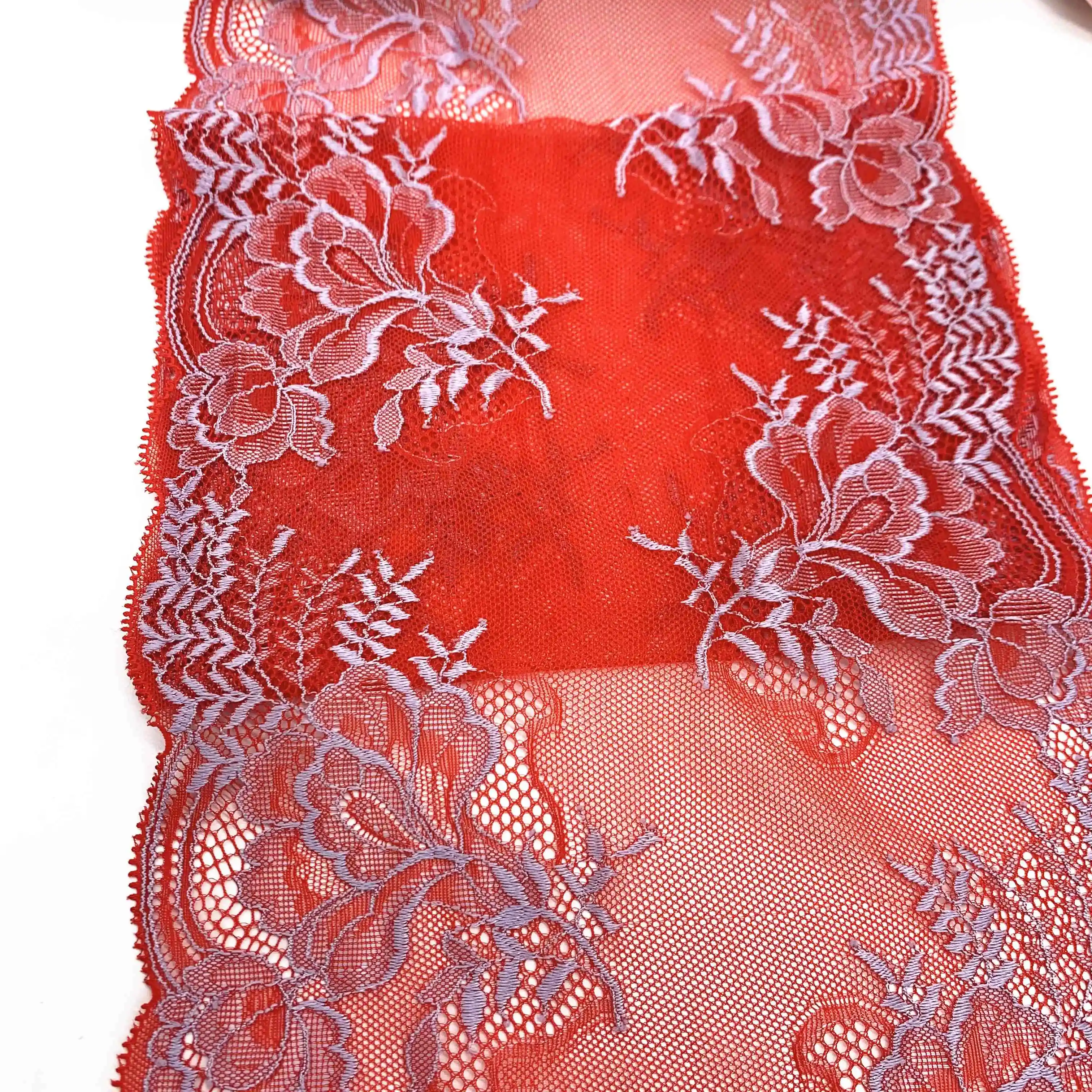 3M/lot Width 7 7/8 inch (20cm) Red Stretch Lace Trim 3