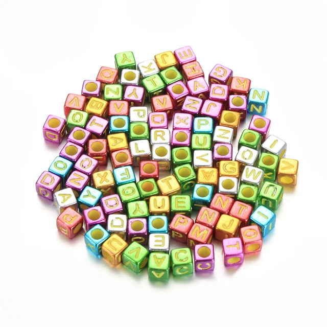 100Pcs Acrylic Cube Beads Mixed Russian Alphabet Letter for DIY Necklace Bracelet Making Child Kids Craft Material Accessories 5
