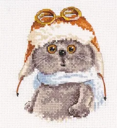 cs-3011 Cross Stitch Kit Little Pilot Bear Cat Kitten Dog Puppy