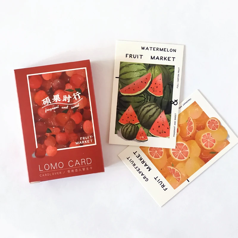 Lomo-Mini Tarjeta de papel, 28 hojas/juego, colorido, Fruit Market, tarjeta de felicitación/tarjeta de regalo de cumpleaños