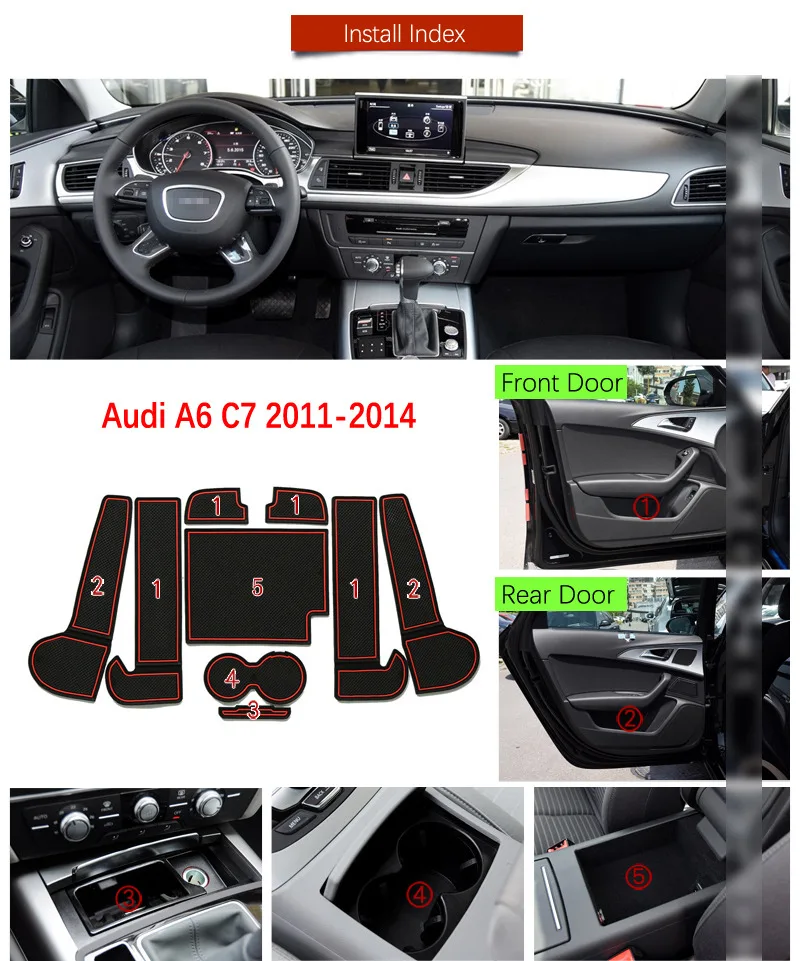 Противоскользящий коврик для Audi A6 C7 2011 2012 2013 затворный слот подставка анти-грязный Салонные подложки