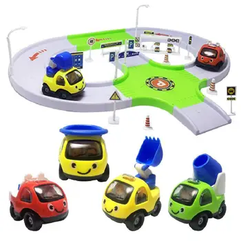 

Children's Alloy Toy Car Plastic City Rail Scene Parking Home Educational Toys Accompanying Children Taxi Toy Car
