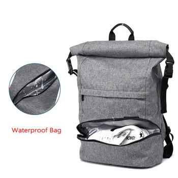 

Men's Large Capacity Travel Bag Water-Resistant Wet Dry Separation Gym Bag with Waterproof Shoes Bag Laptop Backpack for Men
