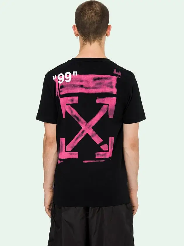 "99" граффити стрелы Off-White OW для мужчин и женщин унисекс пара влюбленных моделей хлопок Повседневная мода короткий рукав круглый вырез Футболка