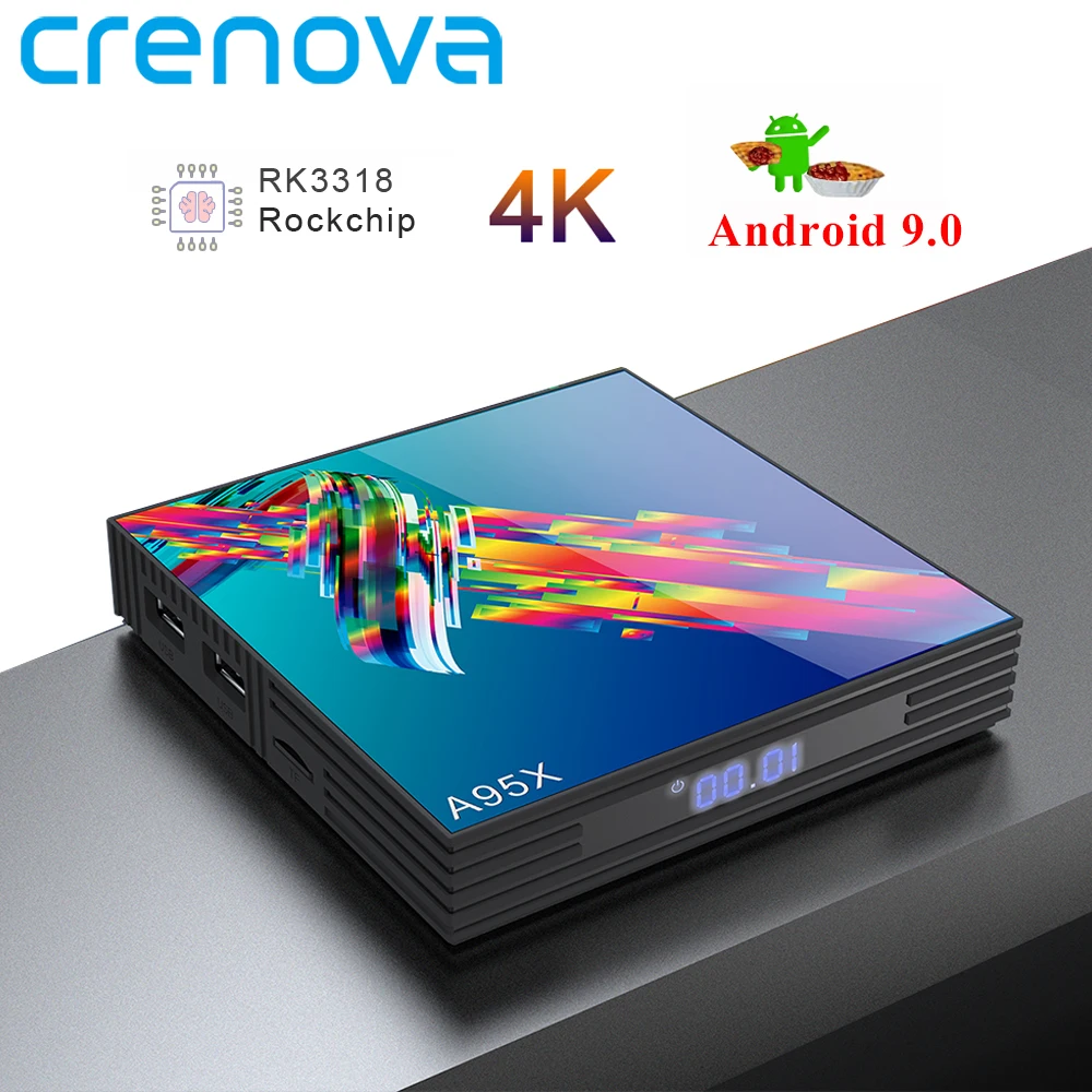 Crenova A95X R3 Android 9,0 Smart tv Box 4 Гб 64 Гб двойной Wifi USB 3,0 Google Play Store Netflix Youtube 4K медиаплеер RK3318