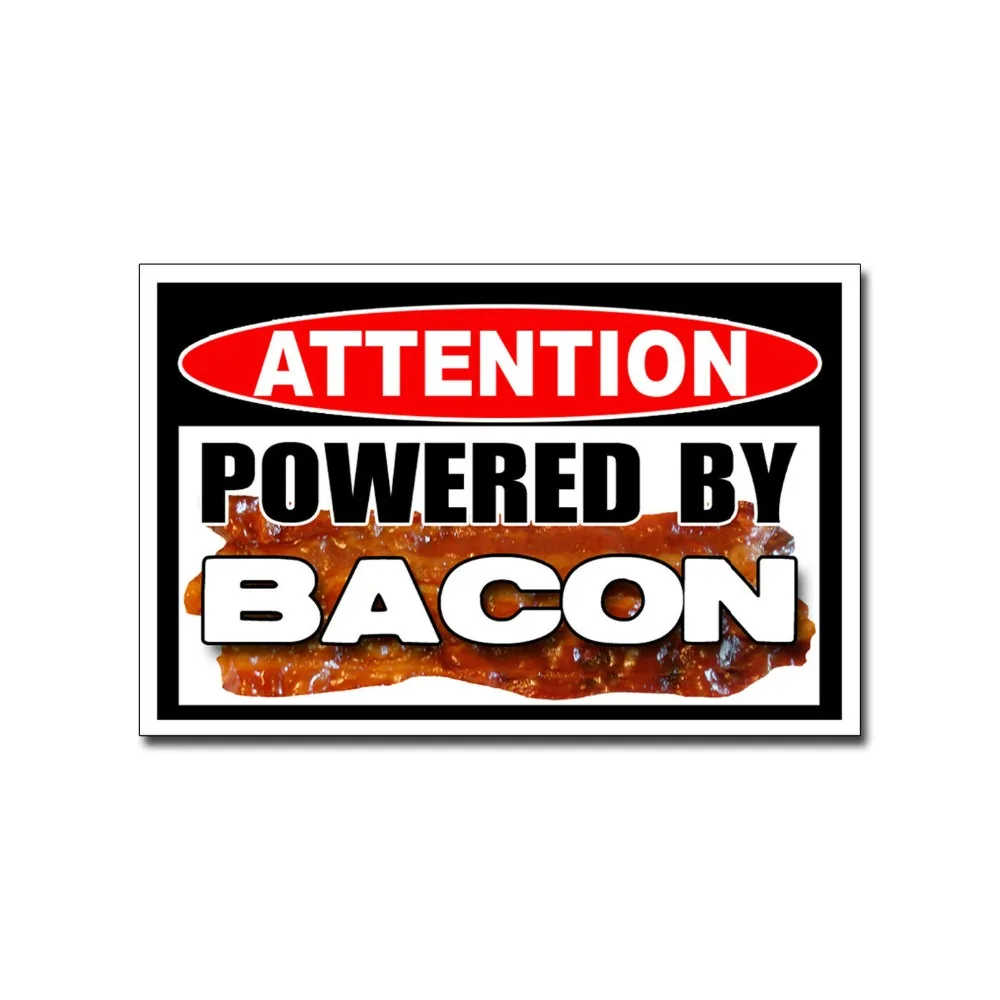 

Powered By Bacon Sticker Keto Diet Car Window Door Bumper Cup Pig Vinyl Decal