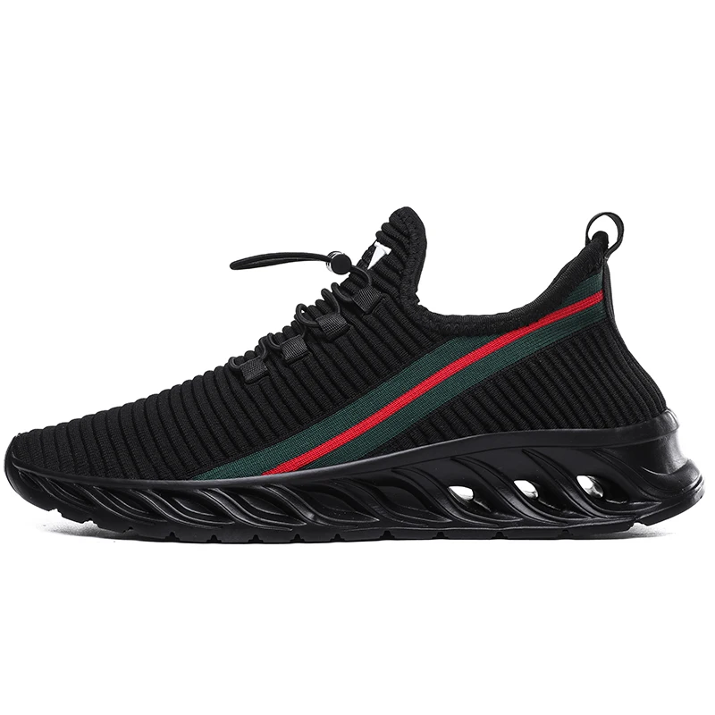 Black-1 Men's Sneakers Ultralight Breathable Running Shoes Fashion Casual Sports Zapatos Super Comfortable Pop Flexible Jogging Shoes - Цвет: Black-1