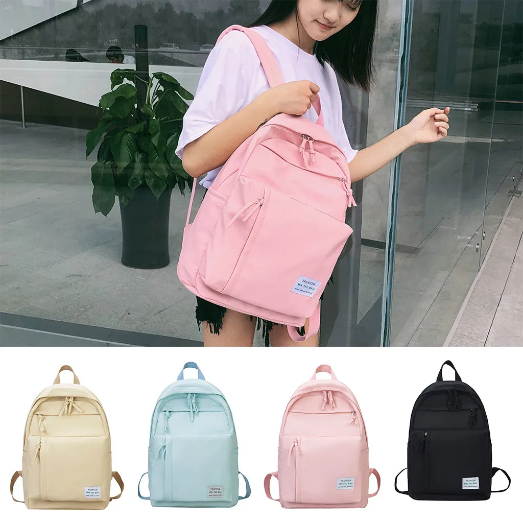 

MAIOUMY Backpack Solid Color Women Backpack Large Capacity Shoulder Bags Waterproof Nylon Casual Backpacks School Bag Aug17