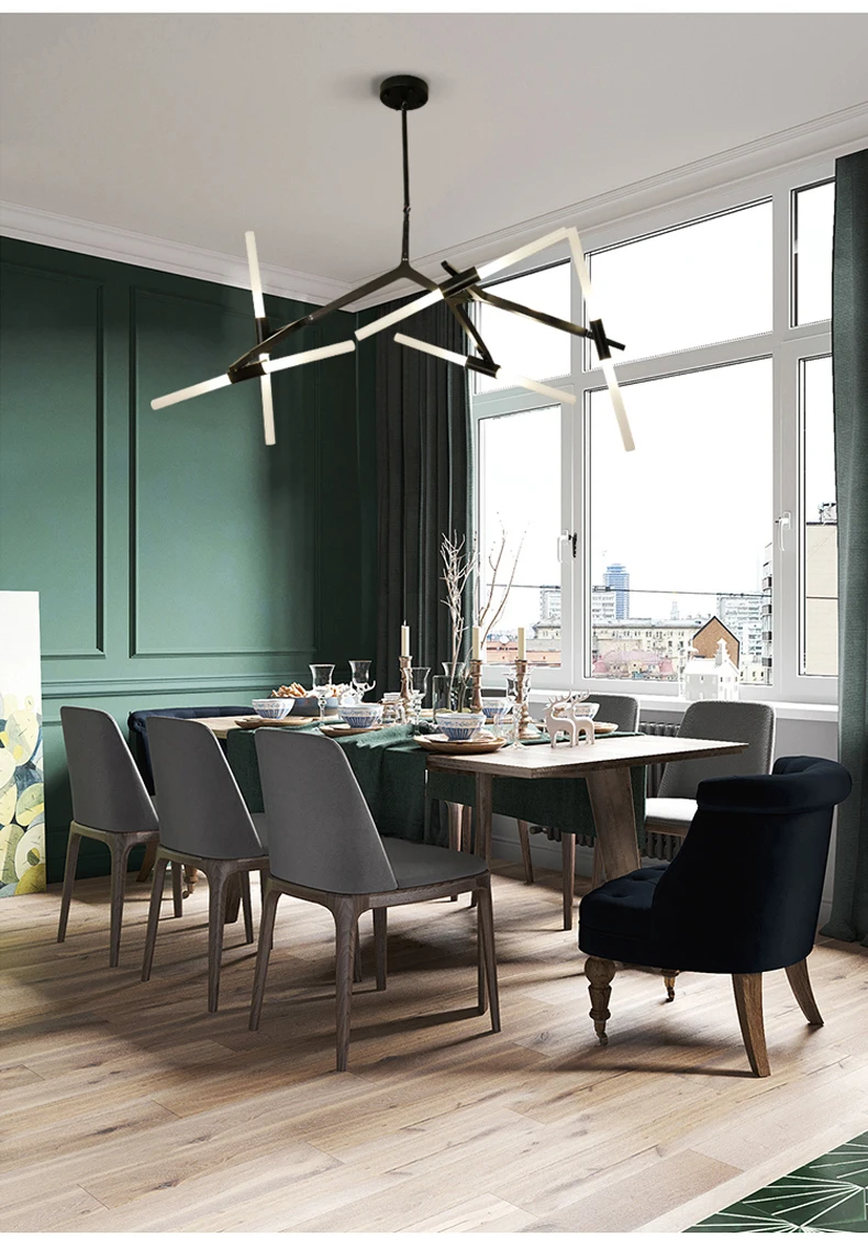 Villa tree branch lamp  Post modern designer Nordic led chandelier tree fork restaurant chandelier villa tree fork Chandelier