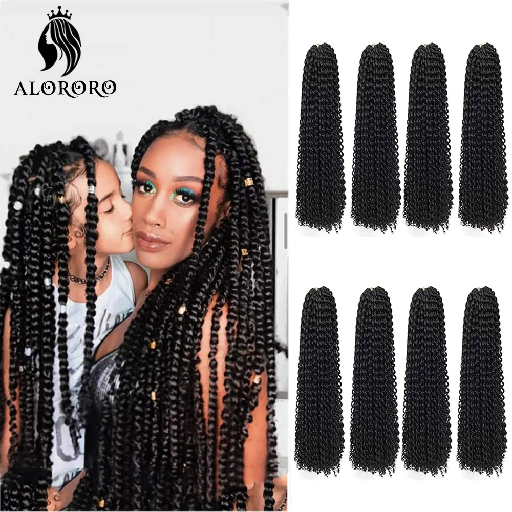 Passion Twist Hair 18 Inch 6 Packs Water Wave Crochet Hair Passion Twists  Braiding Hair Spring Twist Hair Crochet Braids Hair Extension(1B) 