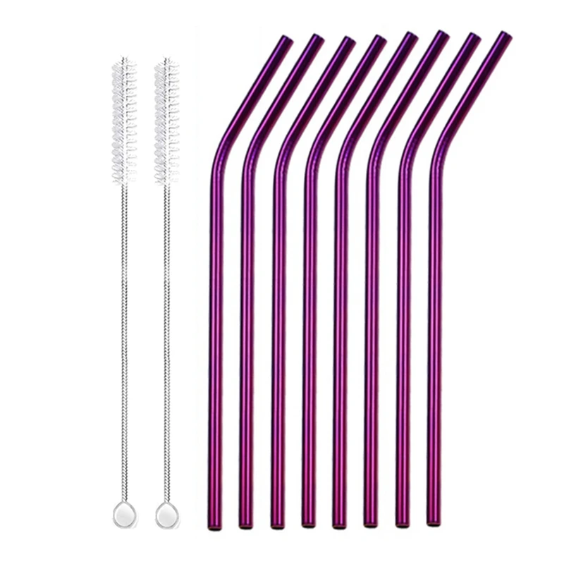 Eco-Friendly Reusable Stainless Steel Drinking Straws Set with Cleaner Brushes