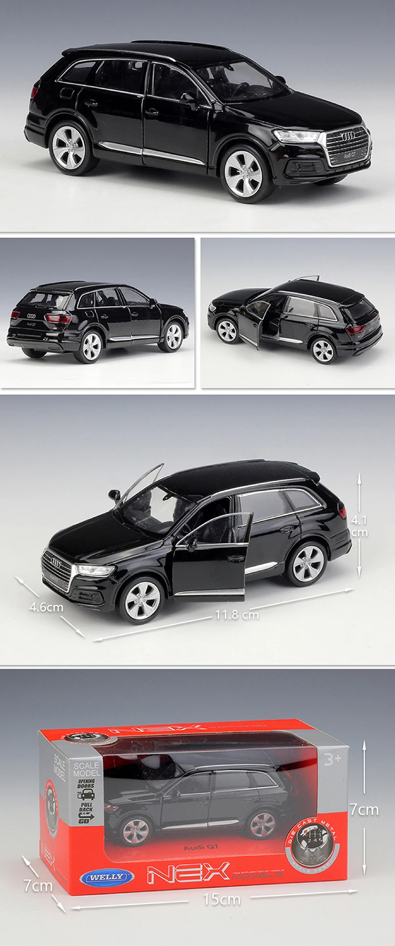 Welly 1:36 оригинальная коробка Q7 SUV черный оттягивающийся автомобиль литая под давлением модель автомобиля Игрушечная модель автомобиля модели автомобиля детский автомобиль