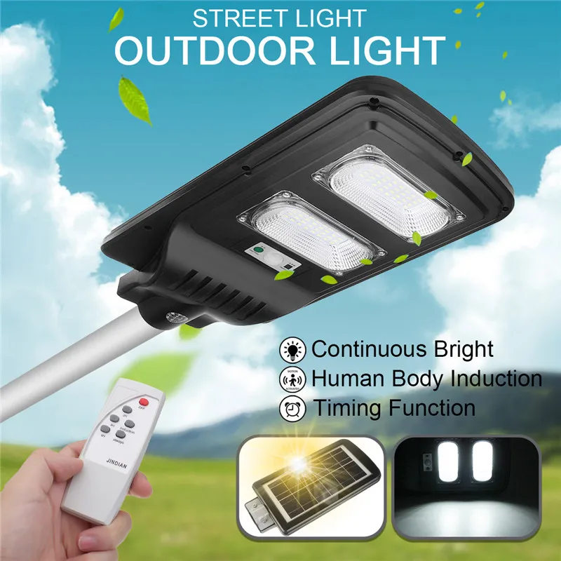 

Black/Grey 60W LED Solar Street Light with Remote Controller for Villas and Garden 5630smd Solar Powered Wall Lamp